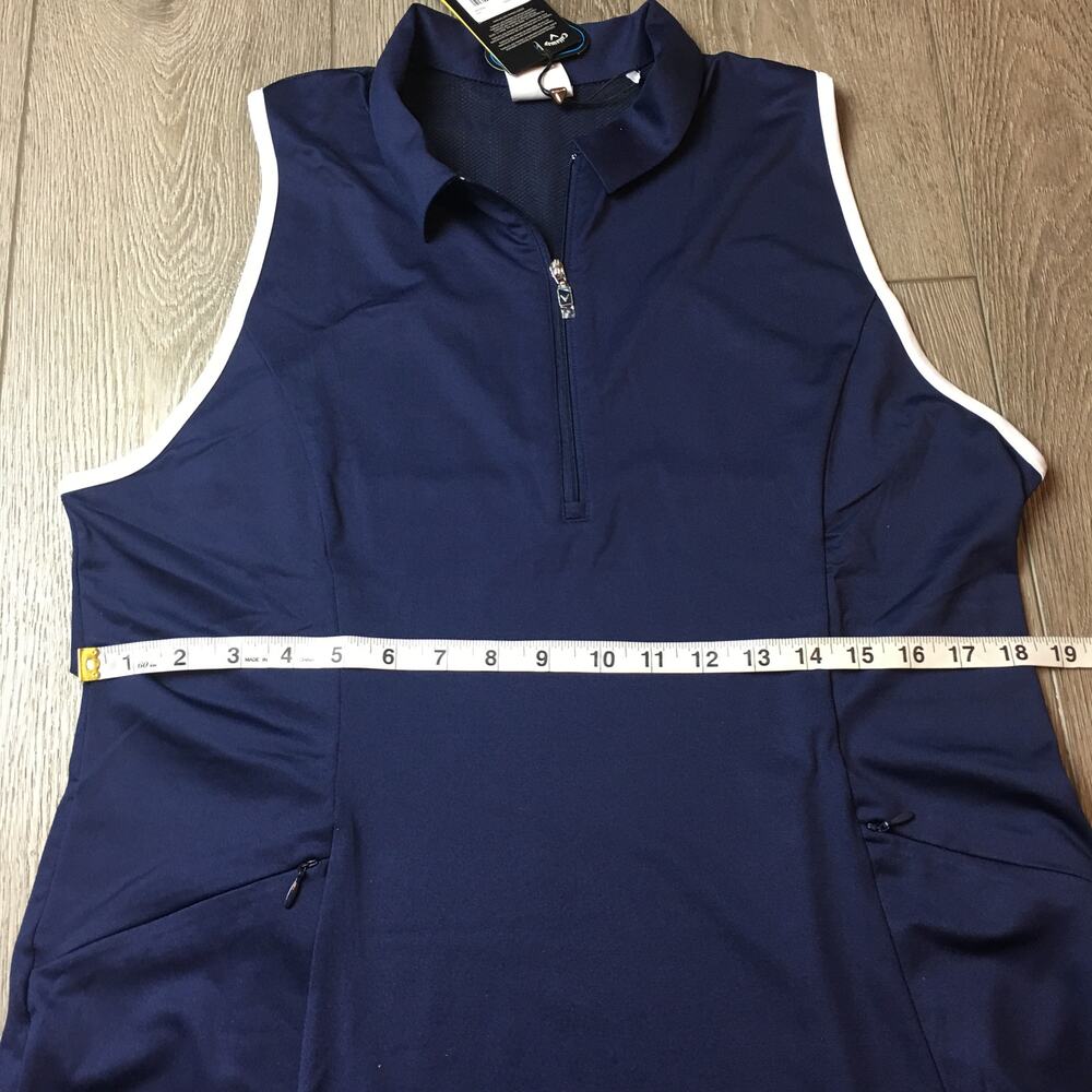 Callaway Racerback Peacoat Flounce‎ Golf Dress Navy Blue White XL Truesculpt NWT - Picture 6 of 11